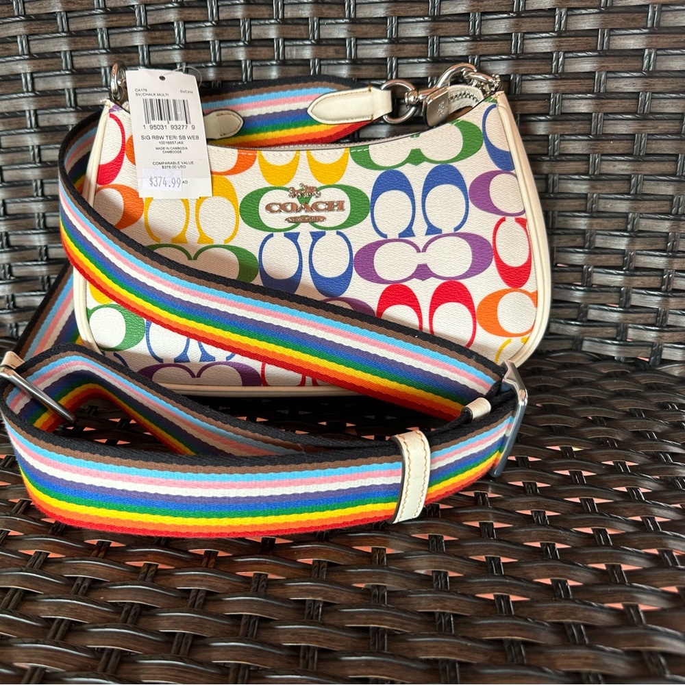 Coach Red and Orange Crossbody Bag with Vibrant Design